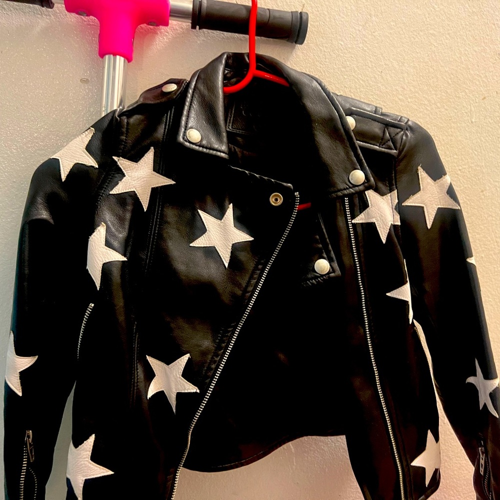Blank NYC kids leather jacket with stars